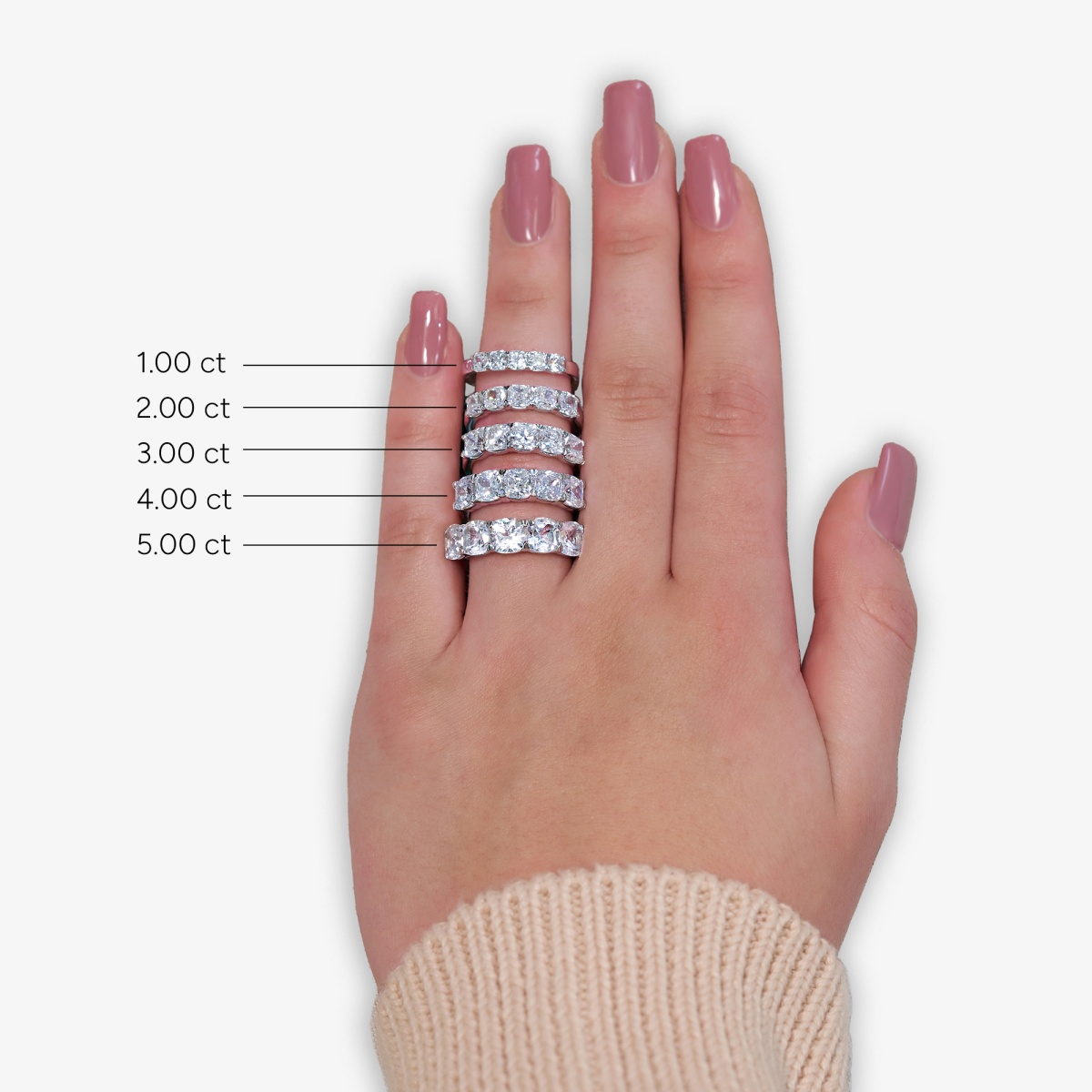 Additional Image 2 for  1 ctw Cushion Lab Grown Diamond Five-Stone Anniversary Band